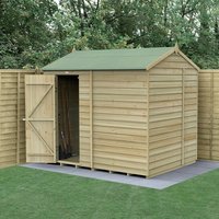 Product photograph of 8 X 6 Forest 4life 25yr Guarantee Overlap Pressure Treated Windowless Reverse Apex Wooden Shed 2 42m X 1 99m from Buy Sheds Direct