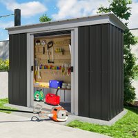 Product photograph of 8 X 4 Yardmaster Castleton Anthracite Pent Metal Shed 2 38m X 1 19m from Buy Sheds Direct