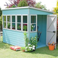 Product photograph of 6 X 8 Shire Sun Pent Wooden Garden Potting Shed 1 94m X 2 58m from Buy Sheds Direct