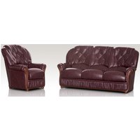 Product photograph of Alabama Handmade 3 Seater Armchair Sofa Suite Genuine Italian Burgandy Real Leather from Chesterfield Sofas