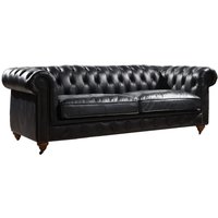 Product photograph of Berlin Chesterfield 3 Seater Vintage Black Distressed Real Leather Sofa from Chesterfield Sofas