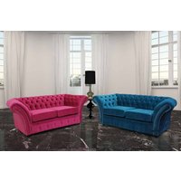 Product photograph of Chesterfield 2 2 Seater Danza Fuchsia Pink And Teal Fabric Sofa Suite In Balmoral Style from Chesterfield Sofas