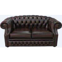 Product photograph of Chesterfield 2 Seater Antique Brown Leather Sofa Bespoke In Buckingham Style from Chesterfield Sofas