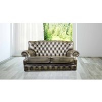 Product photograph of Chesterfield 2 Seater Antique Green Leather Sofa Bespoke In Monks Style from Chesterfield Sofas