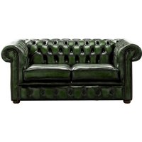 Product photograph of Chesterfield 2 Seater Antique Green Leather Sofa Settee Bespoke In Classic Style from Chesterfield Sofas