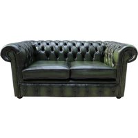Product photograph of Chesterfield 2 Seater Antique Green Leather Tufted Buttoned Sofa Settee In Classic Style from Chesterfield Sofas