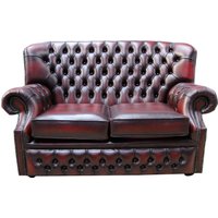 Product photograph of Chesterfield 2 Seater Antique Oxblood Red Leather Sofa Bespoke In Monks Style from Chesterfield Sofas