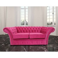 Product photograph of Chesterfield 2 Seater Danza Fuchsia Pink Fabric Sofa Settee In Balmoral Style from Chesterfield Sofas