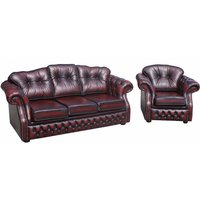 Product photograph of Chesterfield 3 1 Seater Sofa Suite Antique Oxblood Red Leather In Era Style from Chesterfield Sofas