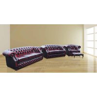 Product photograph of Chesterfield 3 2 Club Footstool Antique Oxblood Red Leather In Buckingham Style from Chesterfield Sofas