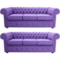 Product photograph of Chesterfield 3 3 Seater Verity Purple Fabric Sofa Suite In Classic Style from Chesterfield Sofas