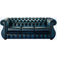 Product photograph of Chesterfield 3 Seater Antique Blue Leather Sofa Bespoke In Kimberley Style from Chesterfield Sofas