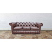 Product photograph of Chesterfield 3 Seater Antique Brown Leather Sofa In Classic Style from Chesterfield Sofas