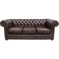Product photograph of Chesterfield 3 Seater Antiquen Brown Leather Tufted Buttoned Sofa In Classic Style from Chesterfield Sofas