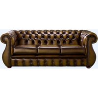 Product photograph of Chesterfield 3 Seater Antique Gold Leather Sofa Bespoke In Kimberley Style from Chesterfield Sofas