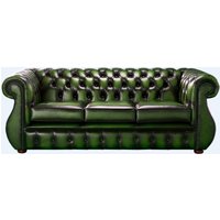 Product photograph of Chesterfield 3 Seater Antique Green Leather Sofa Bespoke In Kimberley Style from Chesterfield Sofas