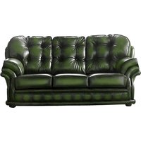 Product photograph of Chesterfield 3 Seater Antique Green Leather Sofa Bespoke In Knightsbr Idge Style from Chesterfield Sofas
