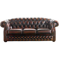 Product photograph of Chesterfield 3 Seater Antique Light Rust Leather Sofa Bespoke In Buckingham Style from Chesterfield Sofas