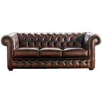 Product photograph of Chesterfield 3 Seater Antique Light Rust Leather Sofa Bespoke In Classic Style from Chesterfield Sofas