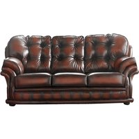 Product photograph of Chesterfield 3 Seater Antique Light Rust Leather Sofa Bespoke In Knightsbr Idge Style from Chesterfield Sofas