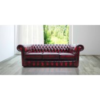 Product photograph of Chesterfield 3 Seater Antique Oxblood Red Leather Sofa In Classic Style from Chesterfield Sofas