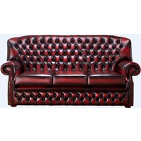 Product photograph of Chesterfield 3 Seater Antique Oxblood Red Leather Sofa Bespoke In Monks Style from Chesterfield Sofas