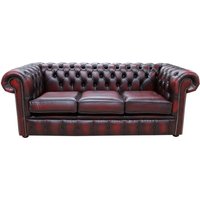 Product photograph of Chesterfield 3 Seater Antique Oxblood Red Real Leather Tufted Buttoned Sofa In Classic Style from Chesterfield Sofas