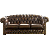Product photograph of Chesterfield 3 Seater Antique Tan Leather Sofa Bespoke In Buckingham Style from Chesterfield Sofas