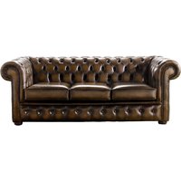 Product photograph of Chesterfield 3 Seater Antique Tan Real Leather Sofa Bespoke In Classic Style from Chesterfield Sofas