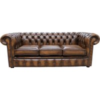 Product photograph of Chesterfield 3 Seater Antiquen Tan Leather Tufted Buttoned Sofa In Classic Style from Chesterfield Sofas