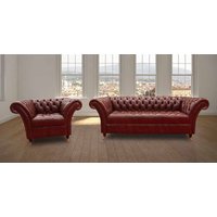 Product photograph of Chesterfield 3 Seater Armchair Old English Chestnut Leather Sofa Suite In Balmoral Style from Chesterfield Sofas