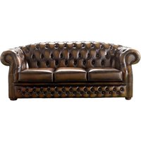 Product photograph of Chesterfield 3 Seater Autumn Tan Leather Sofa Bespoke In Buckingham Style from Chesterfield Sofas