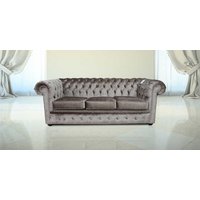 Product photograph of Chesterfield 3 Seater Boutique Beige Velvet Sofa Settee Bespoke In Classic Style from Chesterfield Sofas