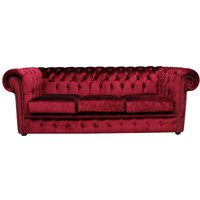 Product photograph of Chesterfield 3 Seater Boutique Wine Velvet Sofa Settee Bespoke In Classic Style from Chesterfield Sofas