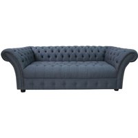 Product photograph of Chesterfield 3 Seater Buttoned Seat Grampian Marine Blue Fabric Sofa In Balmoral Style from Chesterfield Sofas