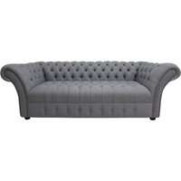 Product photograph of Chesterfield 3 Seater Buttoned Seat Grampian Steel Grey Fabric Sofa In Balmoral Style from Chesterfield Sofas