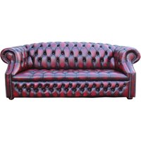 Product photograph of Chesterfield 3 Seater Buttoned Seat Sofa Antique Oxblood Leather In Buckingham Style from Chesterfield Sofas
