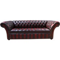 Product photograph of Chesterfield 3 Seater Buttoned Seat Sofa Antique Oxblood Red Real Leather In Balmoral Style from Chesterfield Sofas