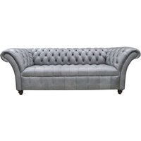 Product photograph of Chesterfield 3 Seater Buttoned Seat Sofa Vintage Cracked Wax Ash Grey Leather In Balmoral Style from Chesterfield Sofas