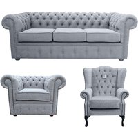 Product photograph of Chesterfield 3 Seater Club Chair Mallory Chair Verity Plain Steel Grey Fabric Sofa Suite from Chesterfield Sofas
