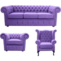 Product photograph of Chesterfield 3 Seater Club Chair Queen Anne Chair Verity Purple Fabric Sofa Suite from Chesterfield Sofas