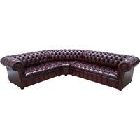 Product photograph of Chesterfield 2 Seater Corner 3 Seater Antique Oxblood Leather Buttoned Seat Corner Sofa In Classic Style from Chesterfield Sofas