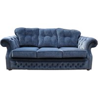 Product photograph of Chesterfield 3 Seater Denim Blue Fabric Sofa Settee Bespoke In Era Style from Chesterfield Sofas
