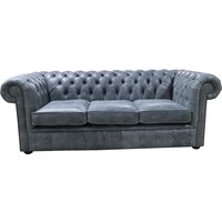 Product photograph of Chesterfield Handmade 3 Seater Devil Grigio Aniline Blue Leather Sofa In Stock from Chesterfield Sofas