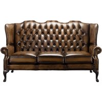 Product photograph of Chesterfield 3 Seater High Back Antique Autumn Tan Leather Sofa In Mallory Style from Chesterfield Sofas