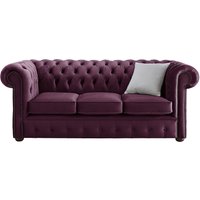 Product photograph of Chesterfield 3 Seater Malta Boysenberry Purple Velvet Fabric Sofa In Classic Style from Chesterfield Sofas