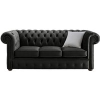 Product photograph of Chesterfield 3 Seater Malta Cosmic Grey Velvet Fabric Sofa In Classic Style from Chesterfield Sofas