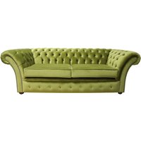Product photograph of Chesterfield 3 Seater Malta Grass Green Velvet Sofa Settee Bespoke In Balmoral Style from Chesterfield Sofas
