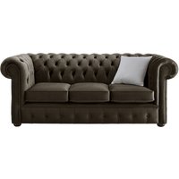 Product photograph of Chesterfield 3 Seater Malta Mushroom Brown Velvet Fabric Sofa In Classic Style from Chesterfield Sofas