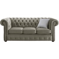 Product photograph of Chesterfield 3 Seater Malta Putty Beige Velvet Fabric Sofa In Classic Style from Chesterfield Sofas